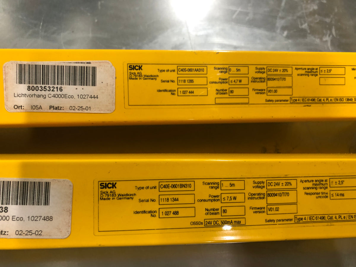 SICK C40S-0601AA310 + C40E-0601BN310 Safety Light Curtain Set