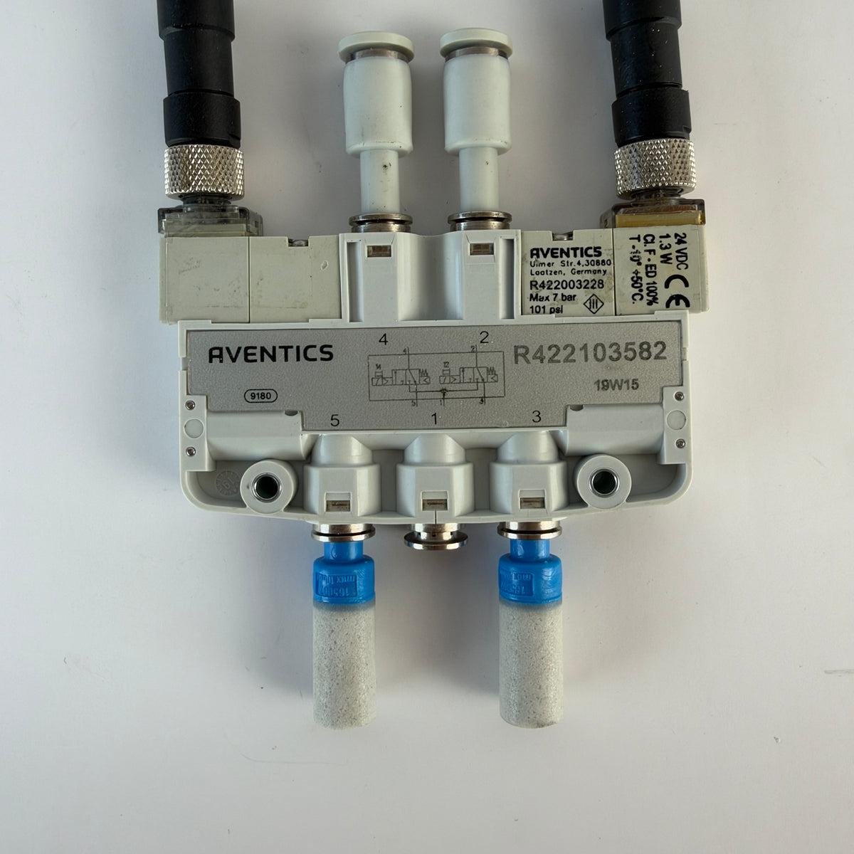 AVENTICS R422103582 LS04-AF 2x3/2 NC/NC Pneumatic Solenoid Valve 24VDC with 2 Cables