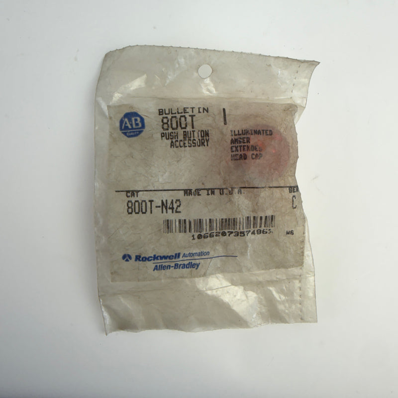 Allen-Bradley 800T-N42 Amber Push-to-Test Pilot Light Cap 30mm NOS