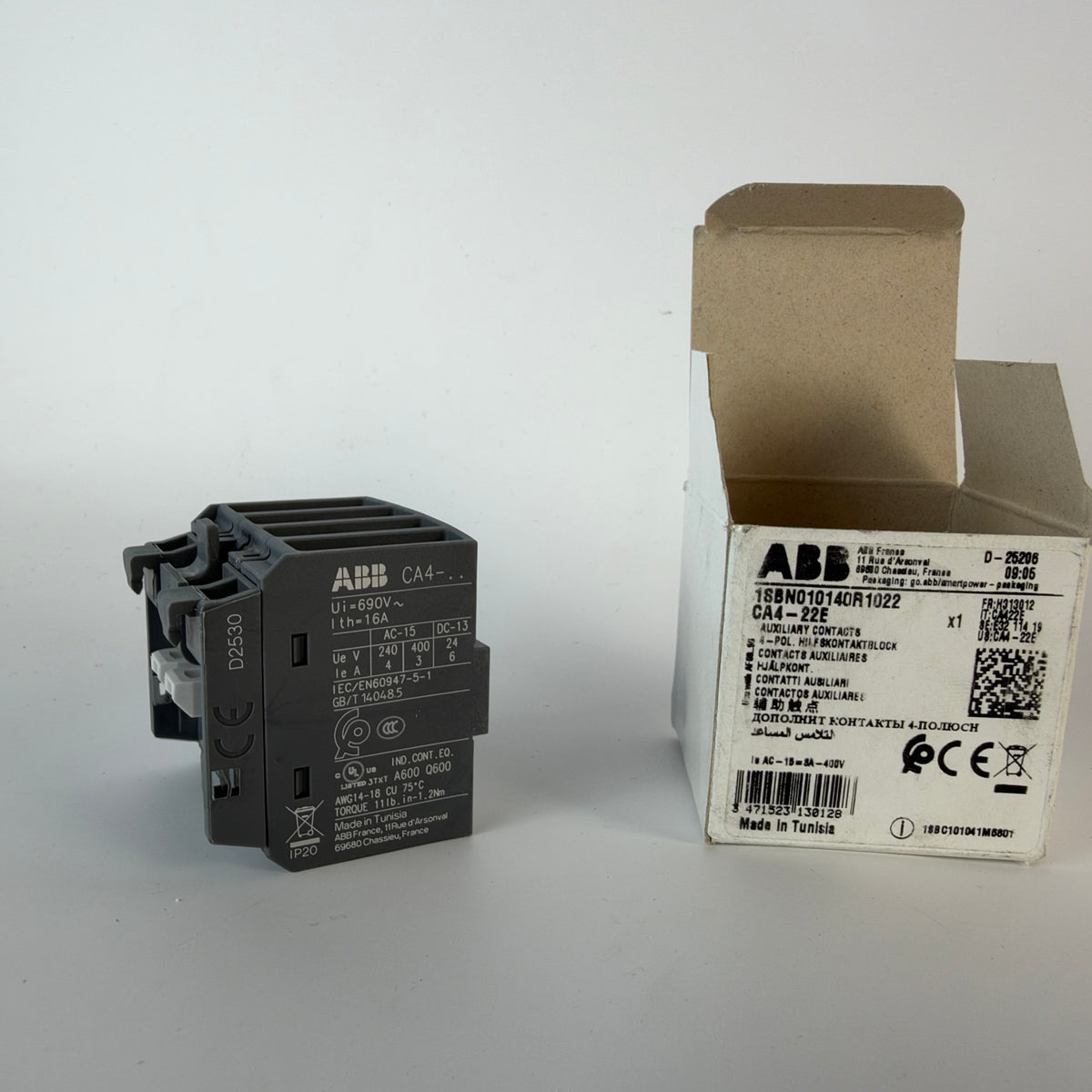 ABB CA4-22E 1SBN010140R1022 4-Pole Auxiliary Contact Block 2NO 2NC