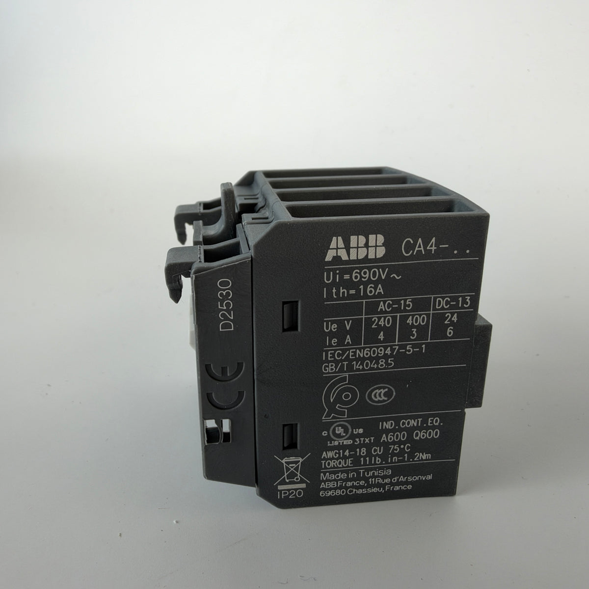ABB CA4-22E 1SBN010140R1022 4-Pole Auxiliary Contact Block 2NO 2NC