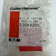 Cutler-Hammer Eaton E30KA200 Red Blank Type A Extended Pushbutton Cap