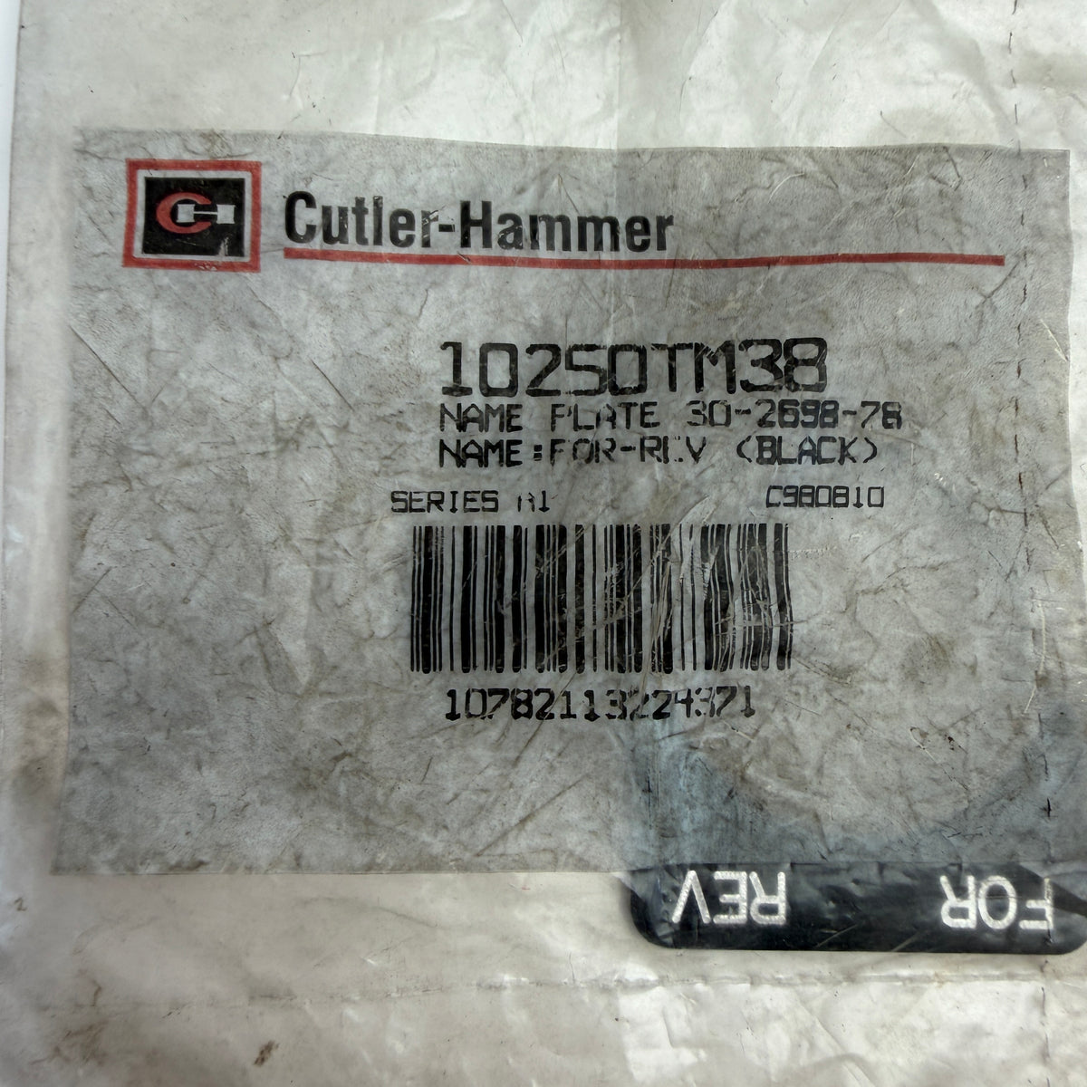 Cutler-Hammer Eaton 10250TM38 FOR REV Legend Plate 30.5mm 10250T