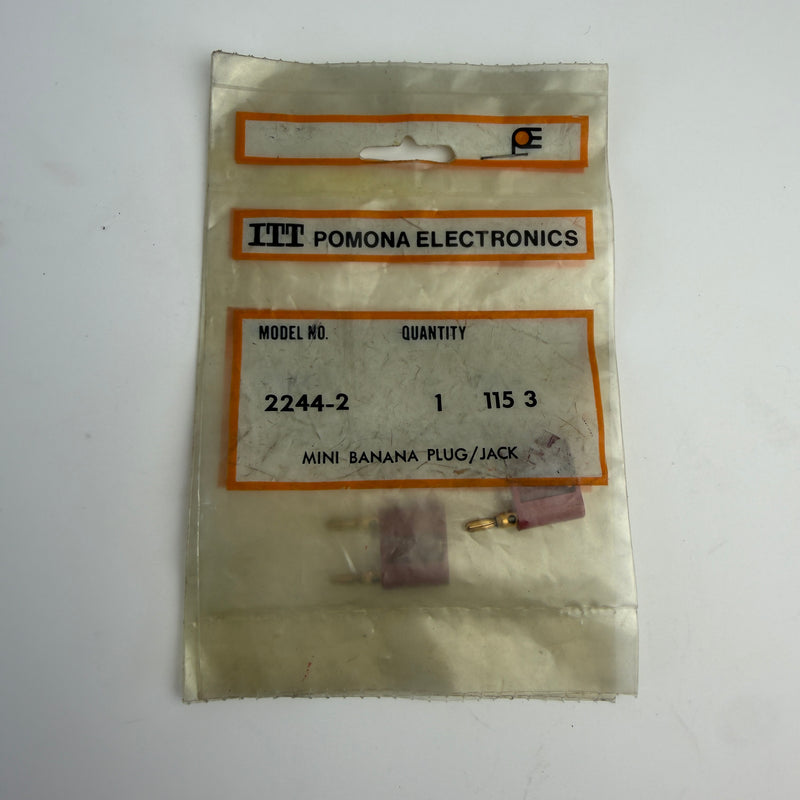 Lot of 2 Pomona Electronics 2244-2 Double Miniature Banana Plug Red NOS