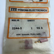 Lot of 2 Pomona Electronics 2244-2 Double Miniature Banana Plug Red NOS