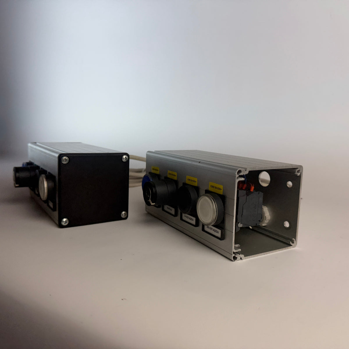 Lot of 2 Industrial Operator Control Stations with 3 Push Buttons & Key Selector, Cabled