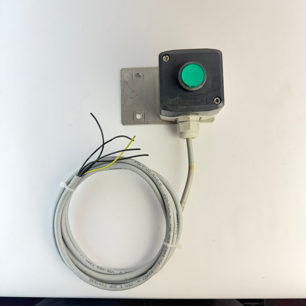 Lot of 3 Schneider Electric XAL Green Illuminated Push Button Stations with Cables