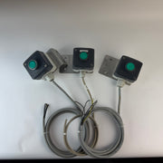 Lot of 3 Schneider Electric XAL Green Illuminated Push Button Stations with Cables