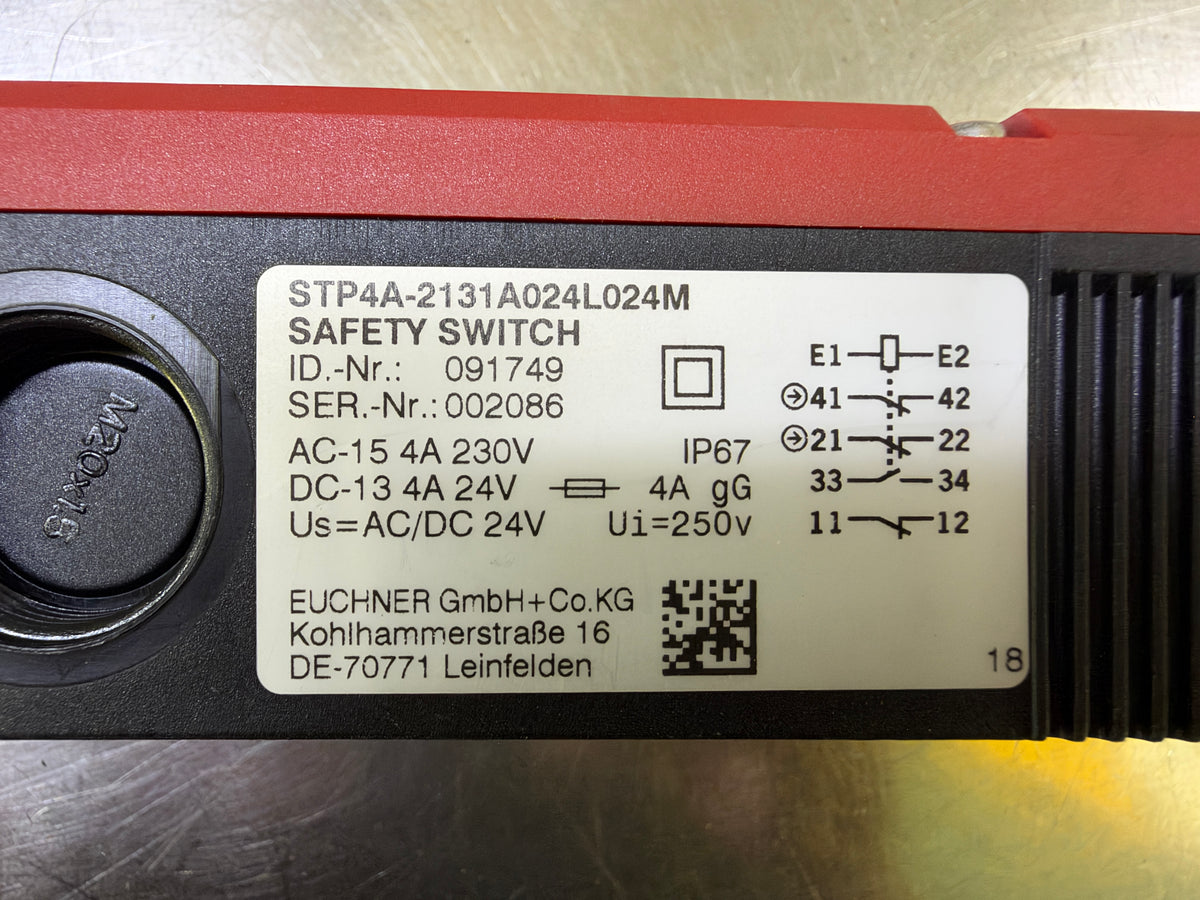 Euchner STP4A-2131A024L024M 091749 Safety Switch with Guard Locking & Actuator