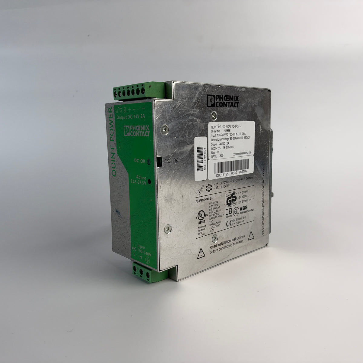 Phoenix Contact QUINT-PS-100-240AC/24DC/5 2938581 DIN Rail Power Supply 24V DC 5A 120W
