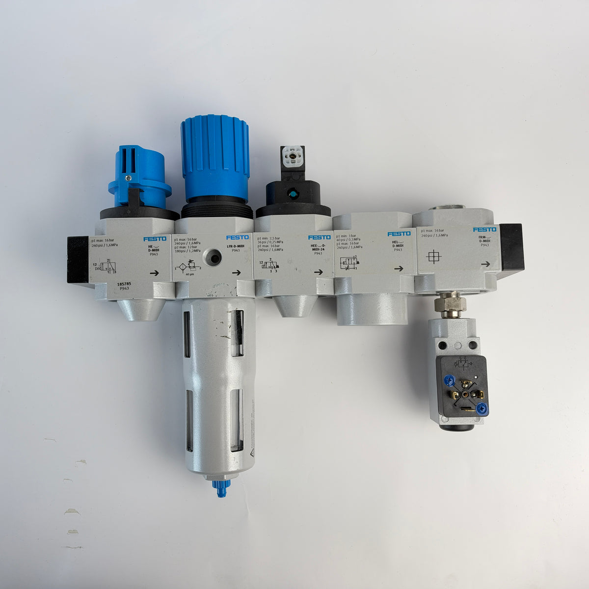 Festo D-MIDI Pneumatic Air Preparation Unit HE LFR HEE HEL FRM with PEV-1/4-B-OD Pressure Switch