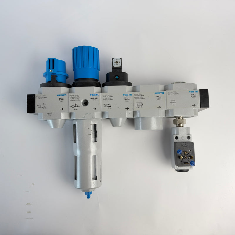 Festo D-MIDI Pneumatic Air Preparation Unit HE LFR HEE HEL FRM with PEV-1/4-B-OD Pressure Switch