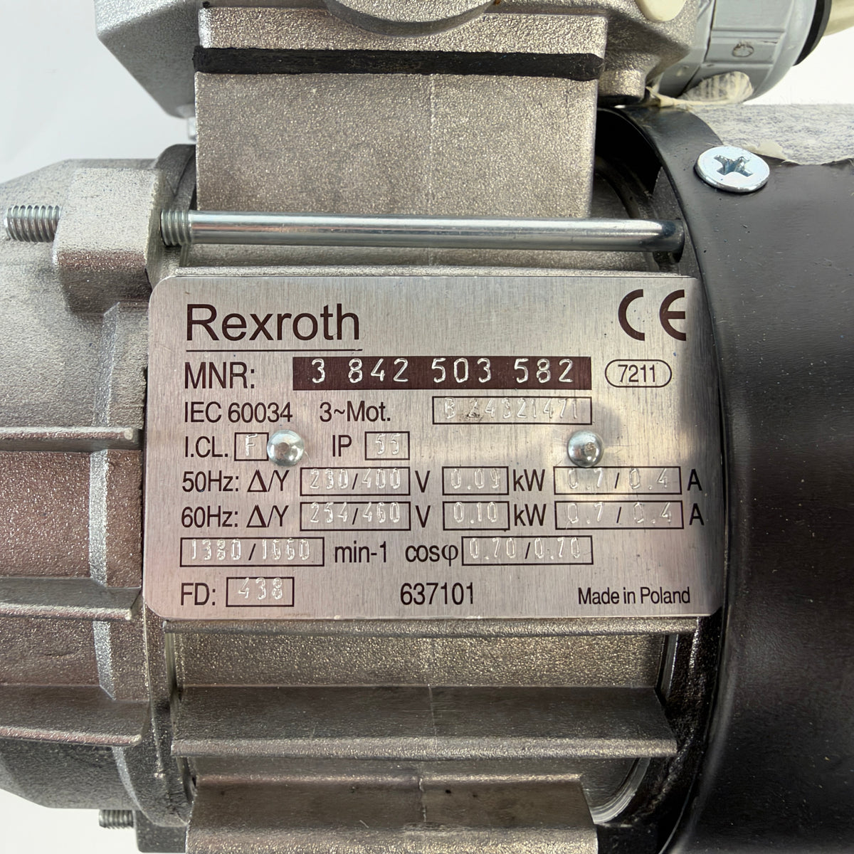 Bosch Rexroth 3842503582 Motor with 3842519243 GS137 15:1 Conveyor Gearbox Drive Assembly