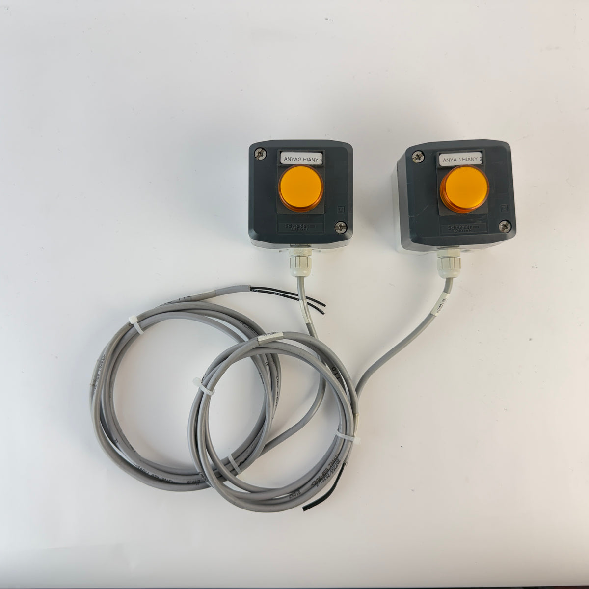 Lot of 2 Schneider Electric Harmony XALD Yellow/Amber Pilot Light Control Stations
