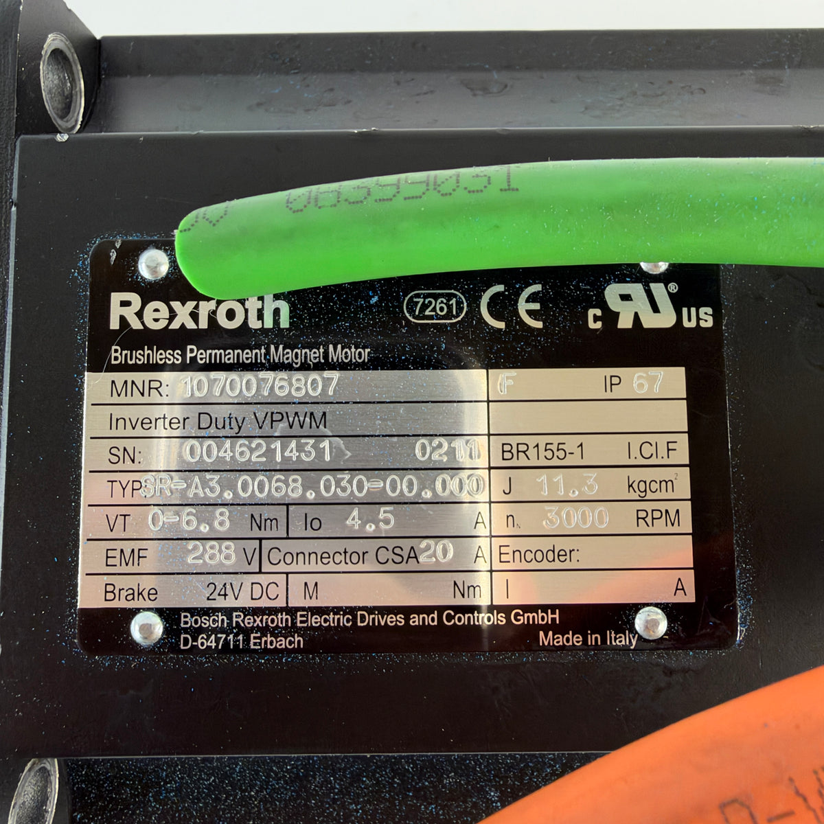 Bosch Rexroth 1070076807 SR-A3.0068.030-00.000 Brushless Servo Motor 3000 RPM
