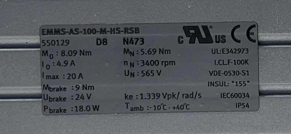 Festo EMMS-AS-100-M-HS-RSB 550129 Servo Motor – High-Speed Synchronous Motor