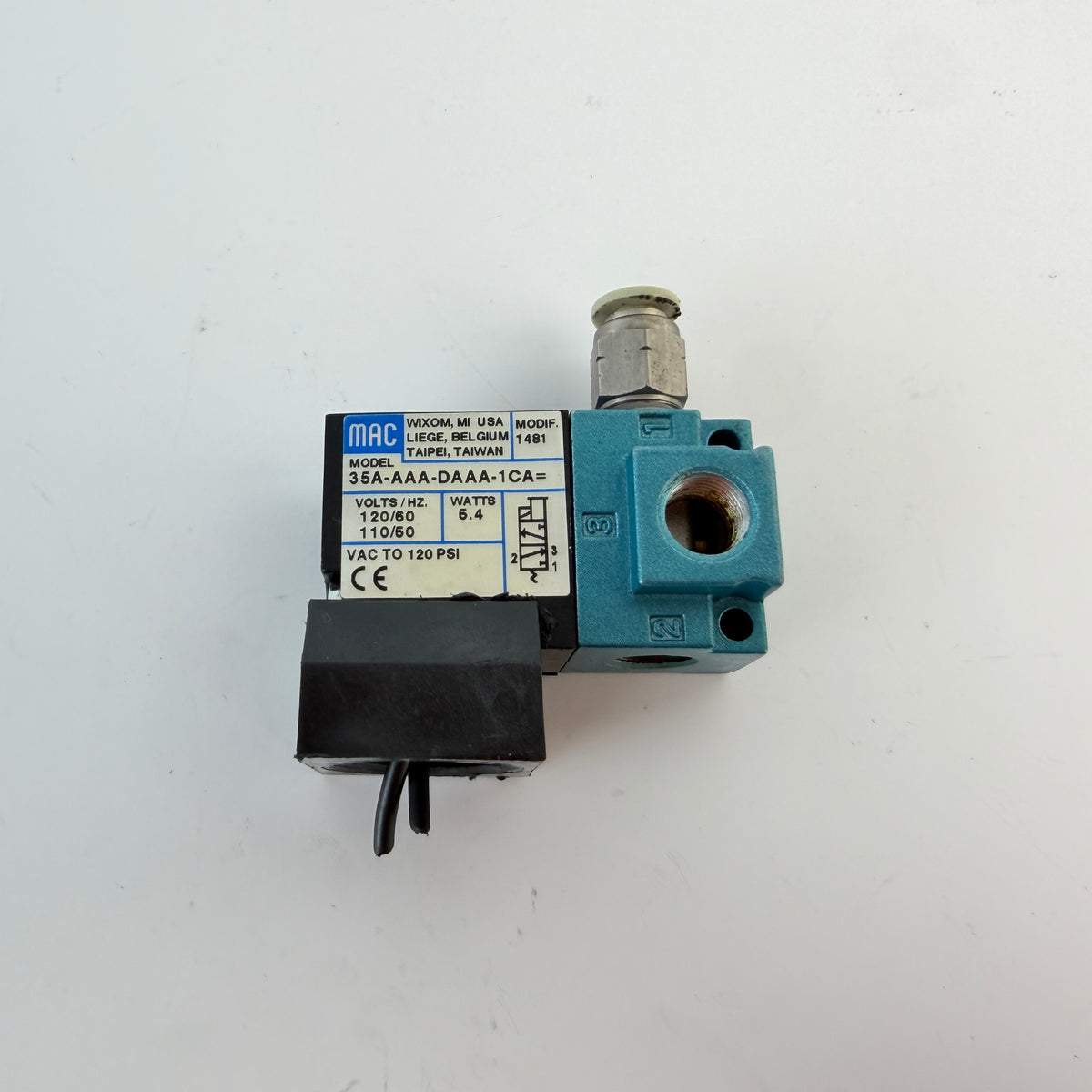 MAC Valves 35A-AAA-DAAA-1CA 35 Series 3-Way Solenoid Valve 110/120VAC