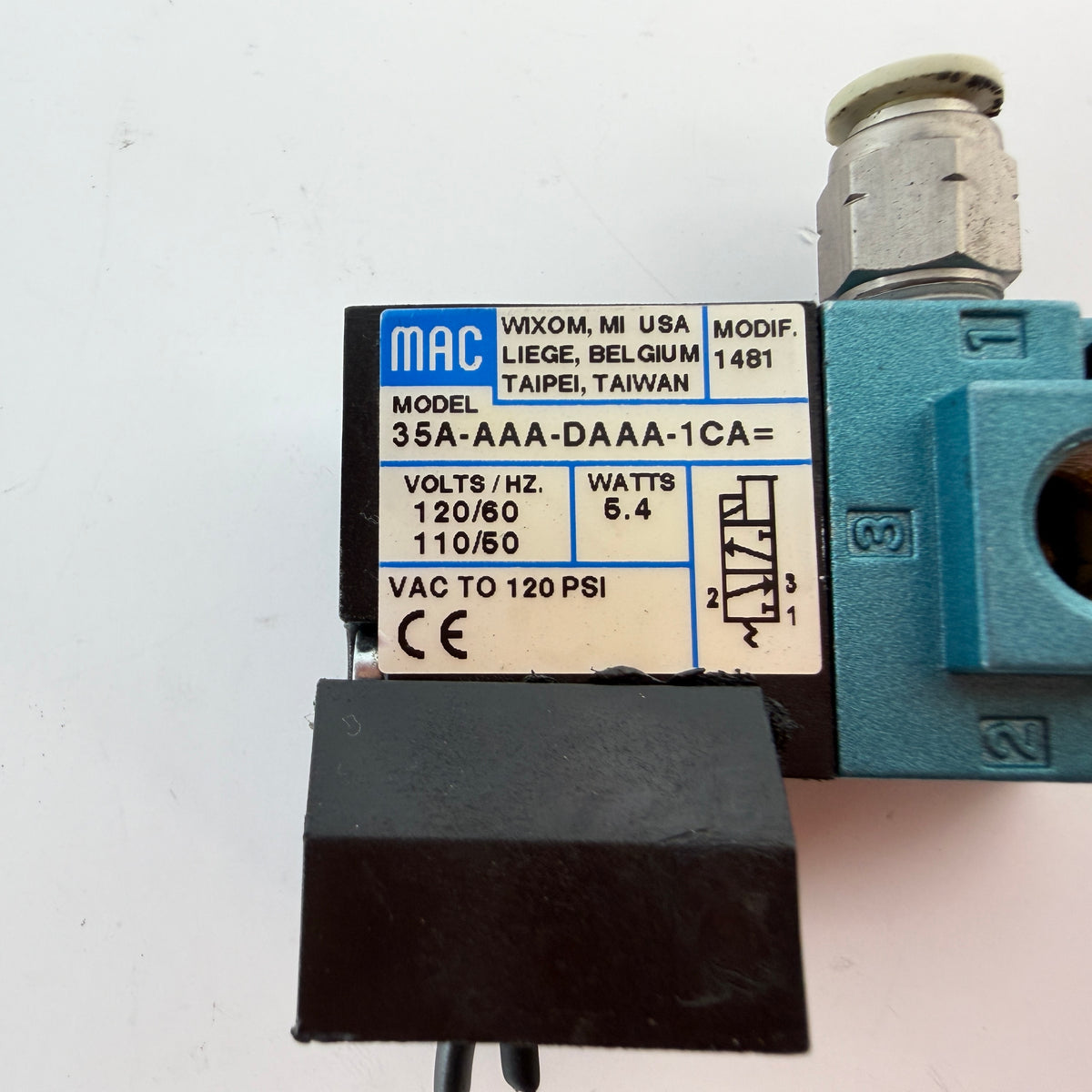 MAC Valves 35A-AAA-DAAA-1CA 35 Series 3-Way Solenoid Valve 110/120VAC