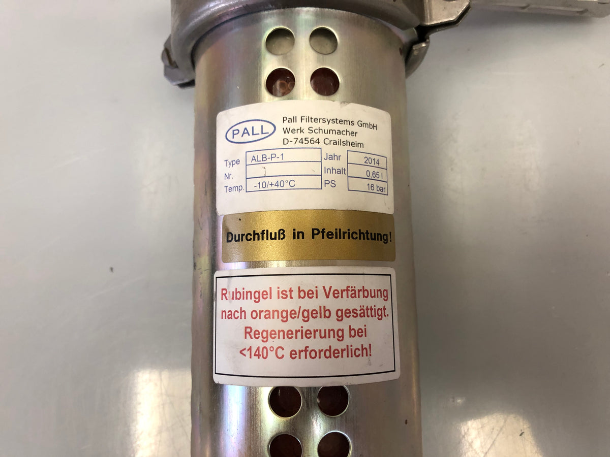 1x Pall Schumacher ALB-P-1 Rubingel Adsorber – 0.65L, 16 bar, -10…+40°C