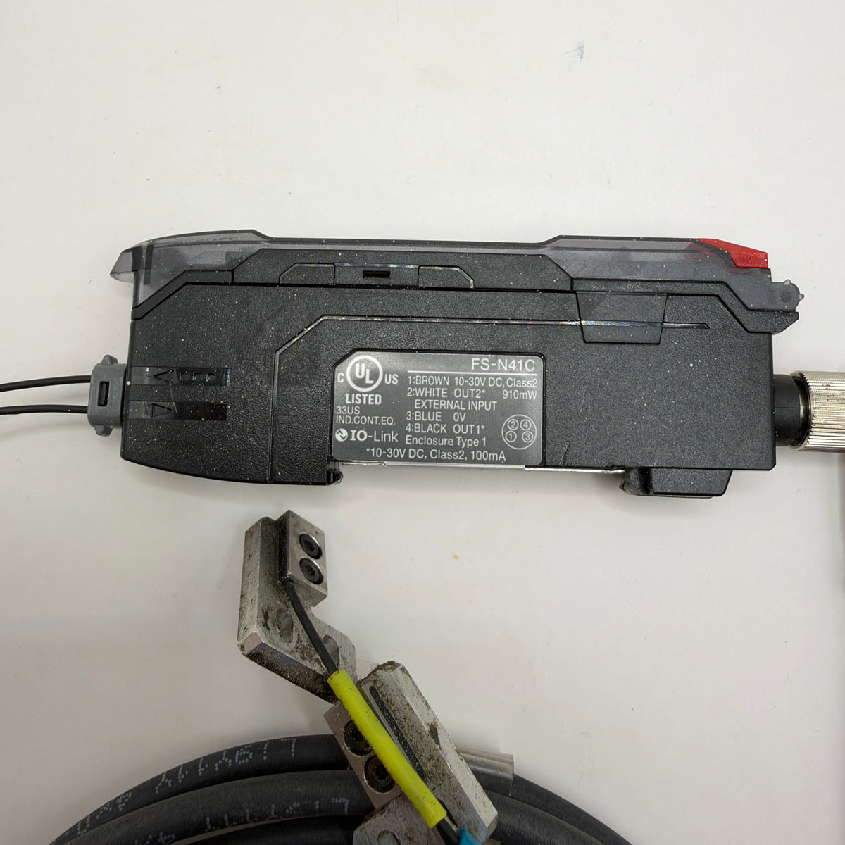 KEYENCE FS-N41C Digital Fiber Optic Sensor Amplifier with FU-57TZ Through-Beam Fiber Unit