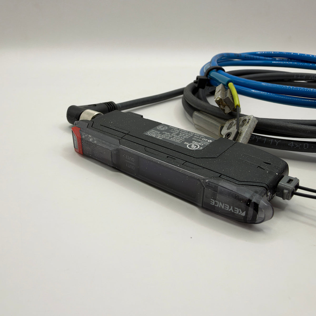 KEYENCE FS-N41C Digital Fiber Optic Sensor Amplifier with FU-57TZ Through-Beam Fiber Unit