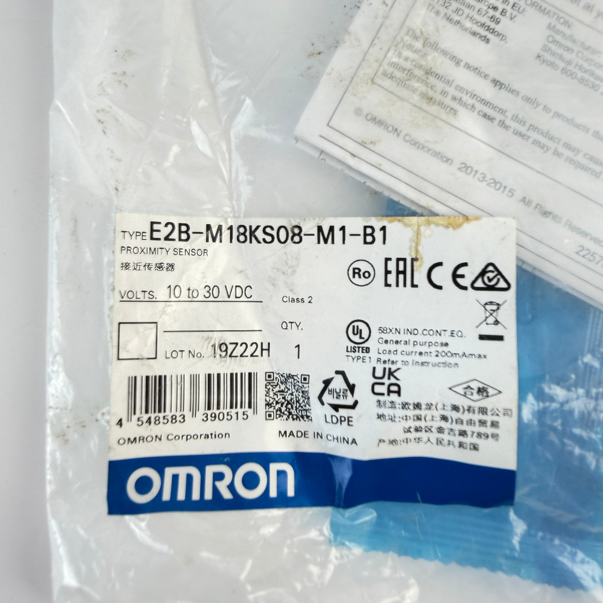 OMRON E2B-M18KS08-M1-B1 M18 Inductive Proximity Sensor 8mm PNP NO M12
