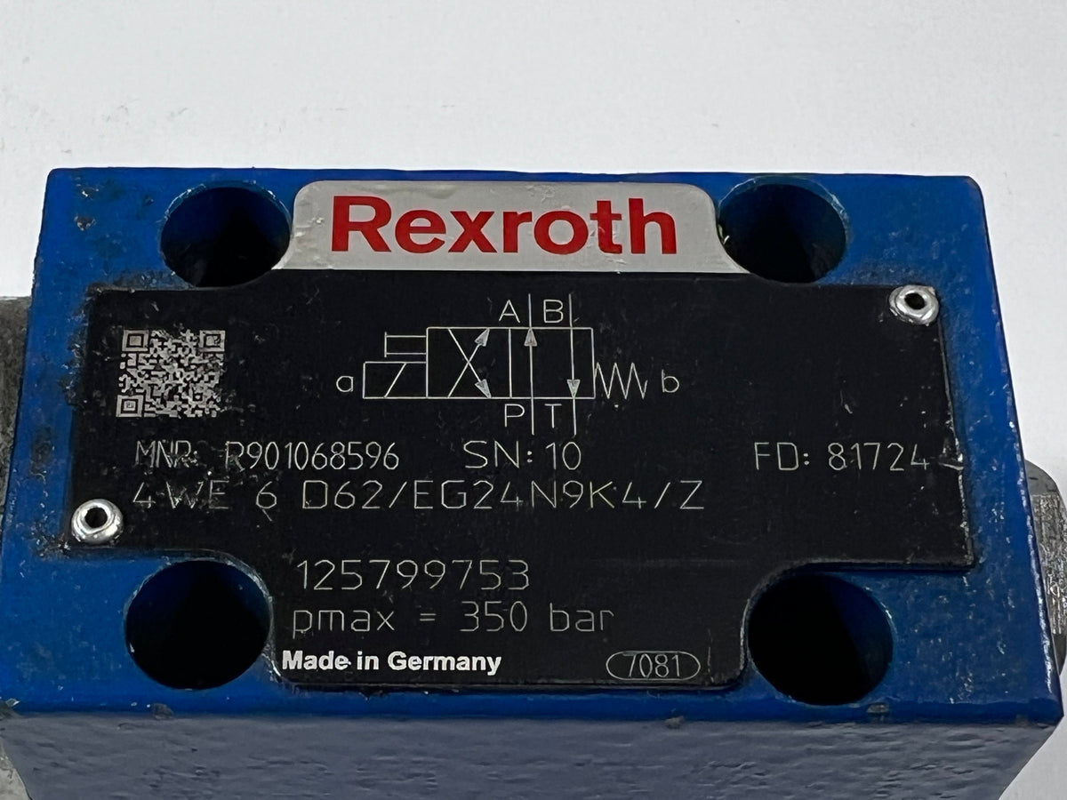 Rexroth R901068596 Bosch Directional Control Solenoid Valve 4WE6D62/EG24N9K4/Z