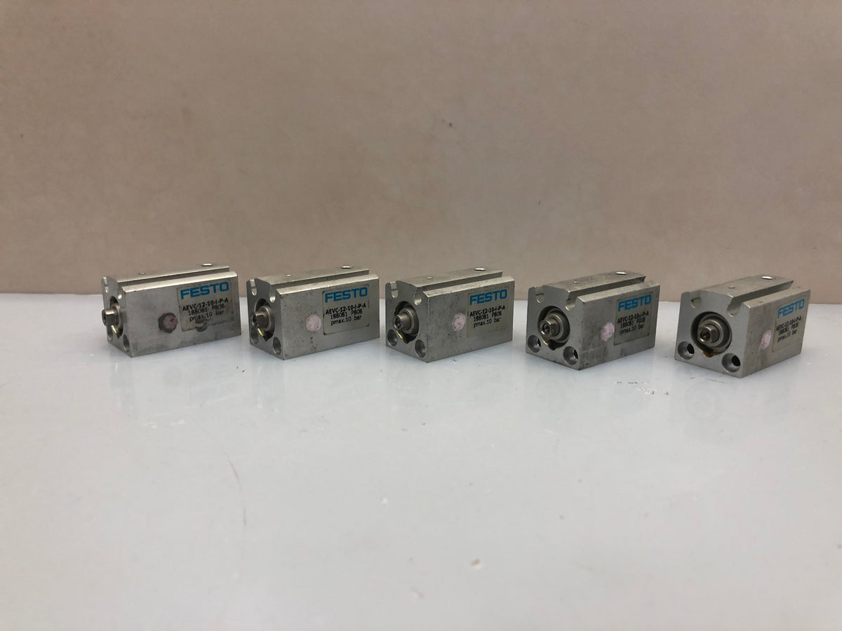1x FESTO AEVC-12-10-I-P-A 188081 Compact Pneumatic Cylinder 12mm Bore 10mm Stroke