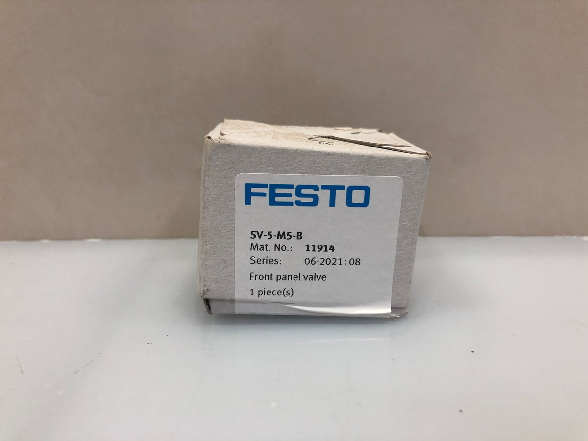 FESTO SV-5-M5-B 11914 Front Panel Pneumatic Valve – Manual 3/2-Way