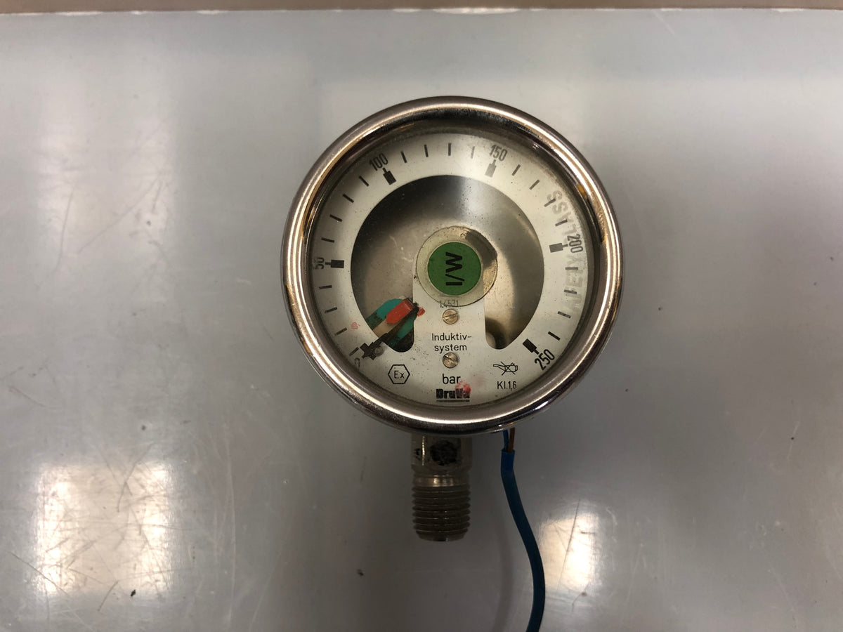 1x DruVa BE Indicating Pressure Switch WE 77/Ex 1 – 0–250 bar Inductive Sensor