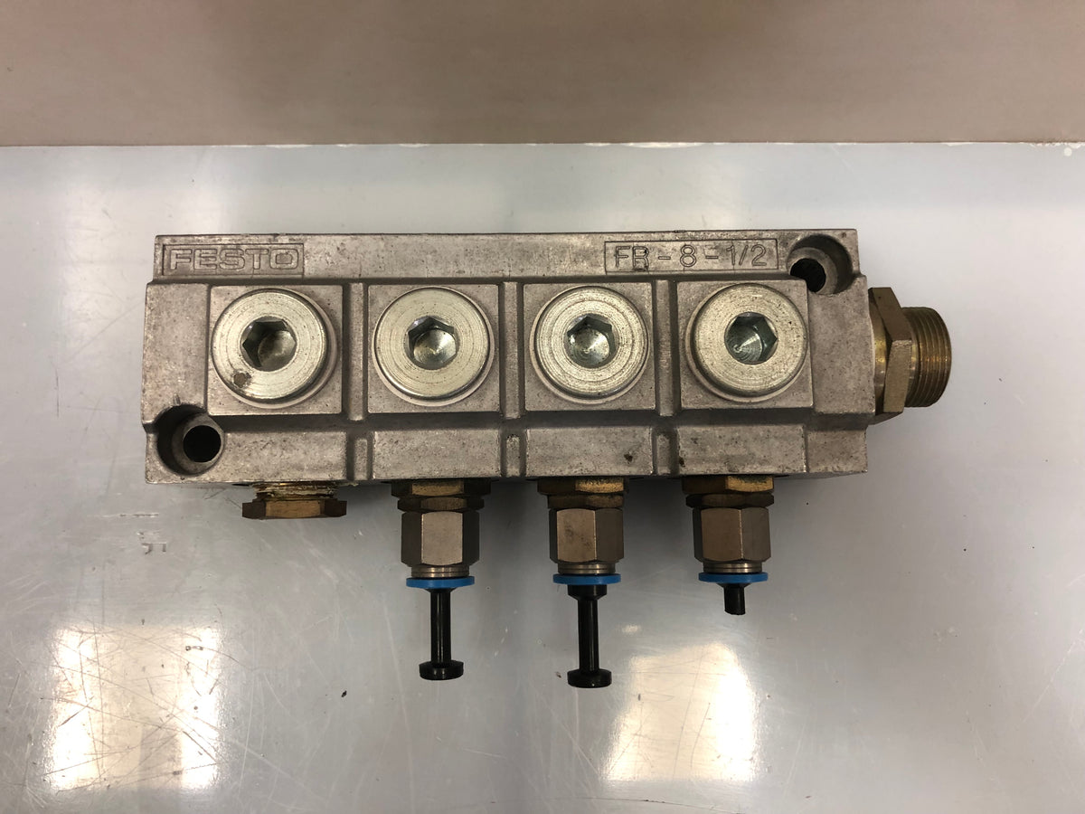 FESTO 6411 Del FR-8-1/2 Pneumatic Distributor Block – G 1/2" Port Manifold