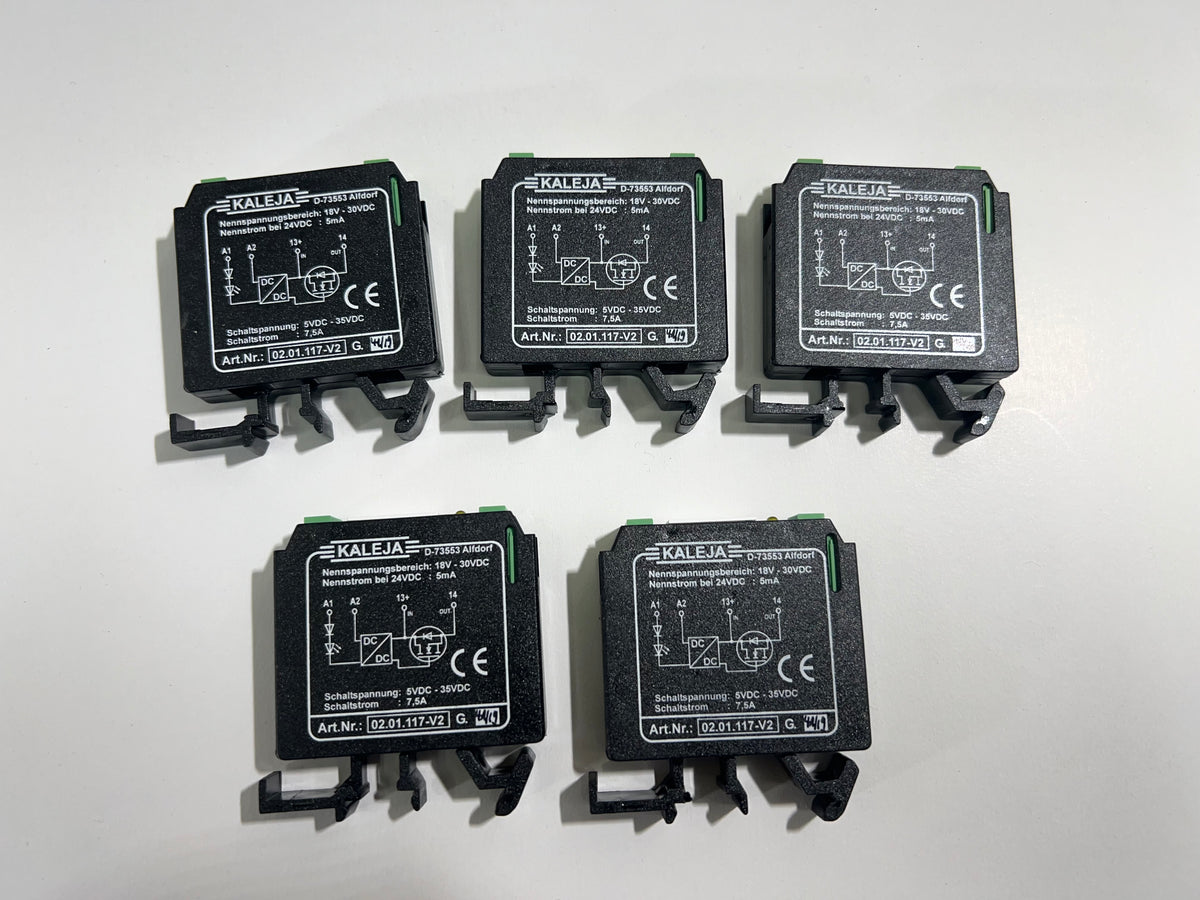 5x Kaleja 02.01.117-V2 Electronic Load Relay, 18–30 VDC – Lot of 5