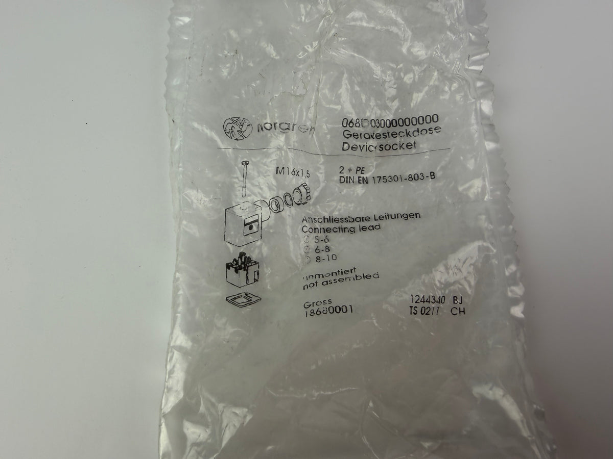 1x Norgren 0680003000000000 Electrical Plug – DIN Connector for Solenoid Valve