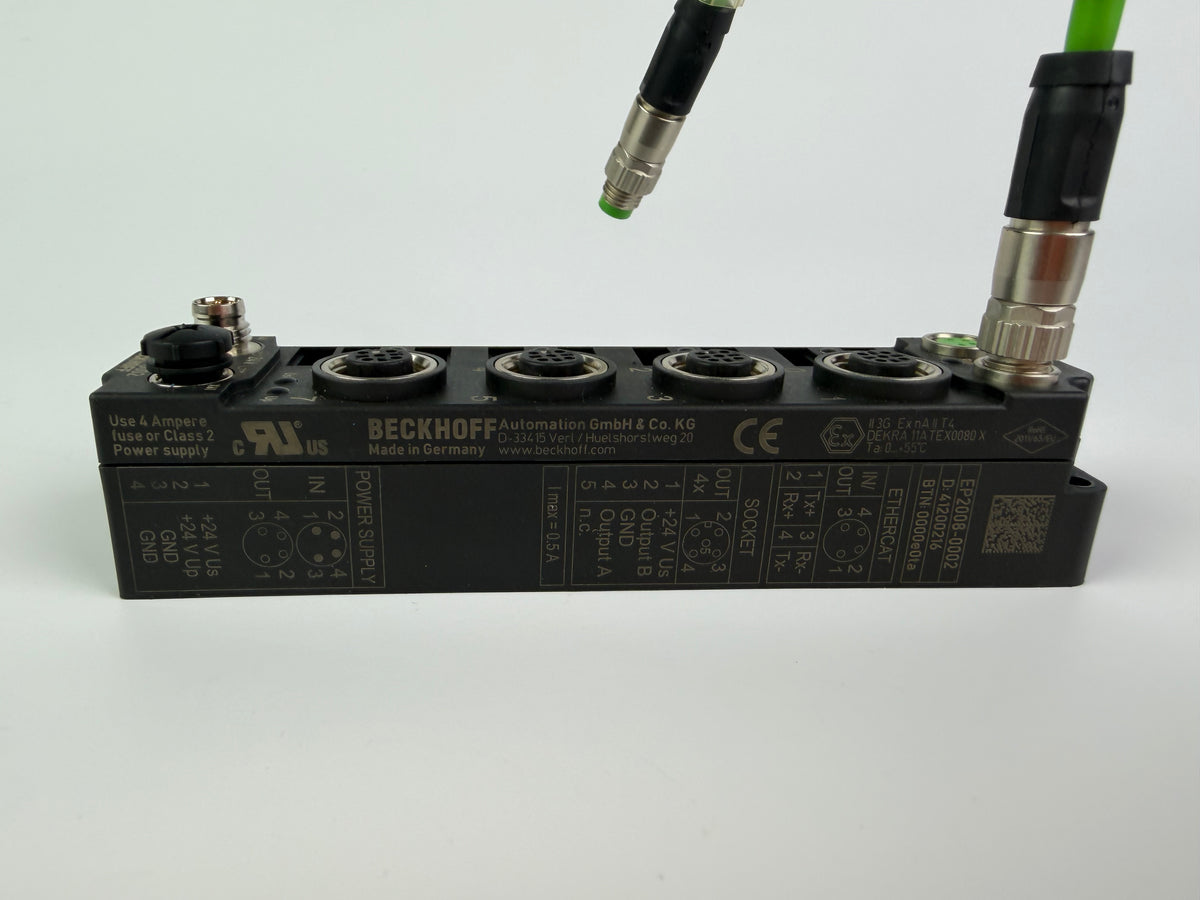 1x BECKHOFF  EP2008-0002 EtherCAT Module with cable