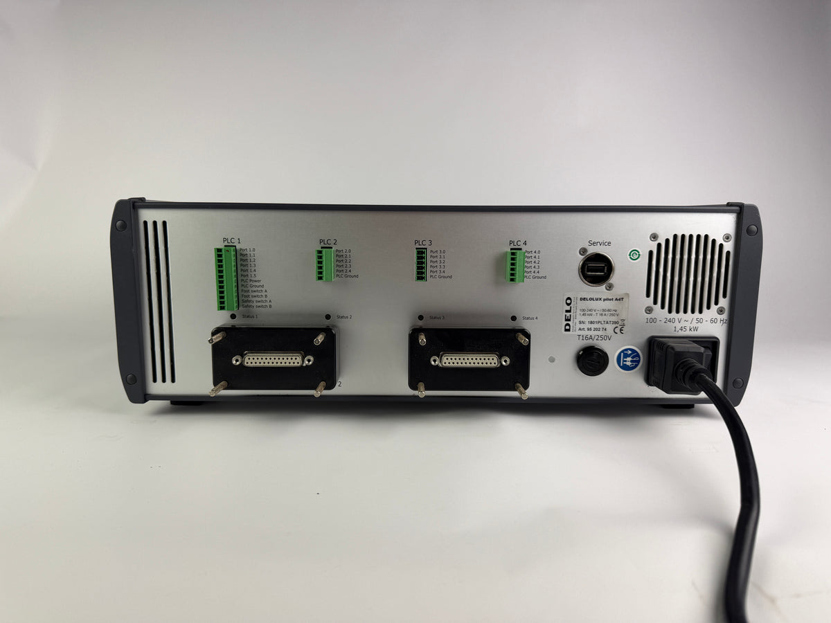 DELO DELOLUX pilot A4T Control Unit + 2× DELOLUX 20/400 A2 LED Heads – Complete UV Light Curing System
