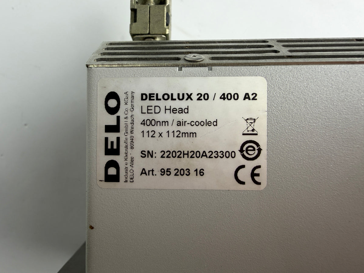 DELO DELOLUX pilot A4T Control Unit + 2× DELOLUX 20/400 A2 LED Heads – Complete UV Light Curing System
