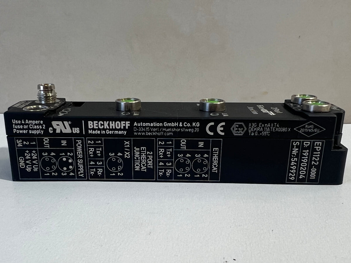 Beckhoff EtherCAT Box, 2-Port Branch, M8 | EP1122-0001