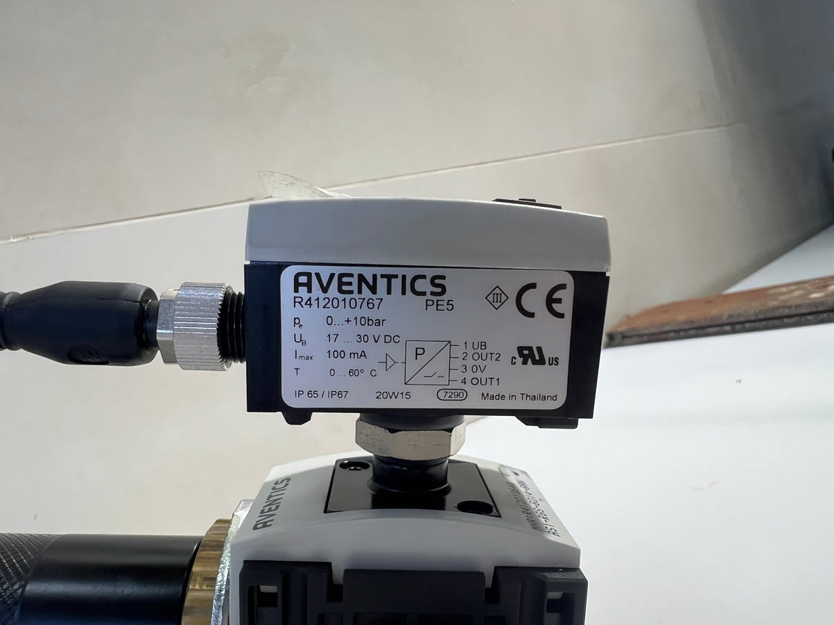 Rexroth Aventics R412010648 Pressure Regulator with R412010767 Pressure Sensor + LCD & 0.5m Cable