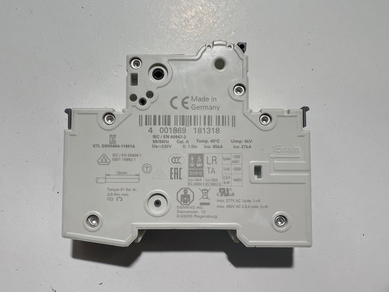 Siemens 5SY4116-7 Circuit Breaker 16A 230-400V 5kA 1-Pole IP20