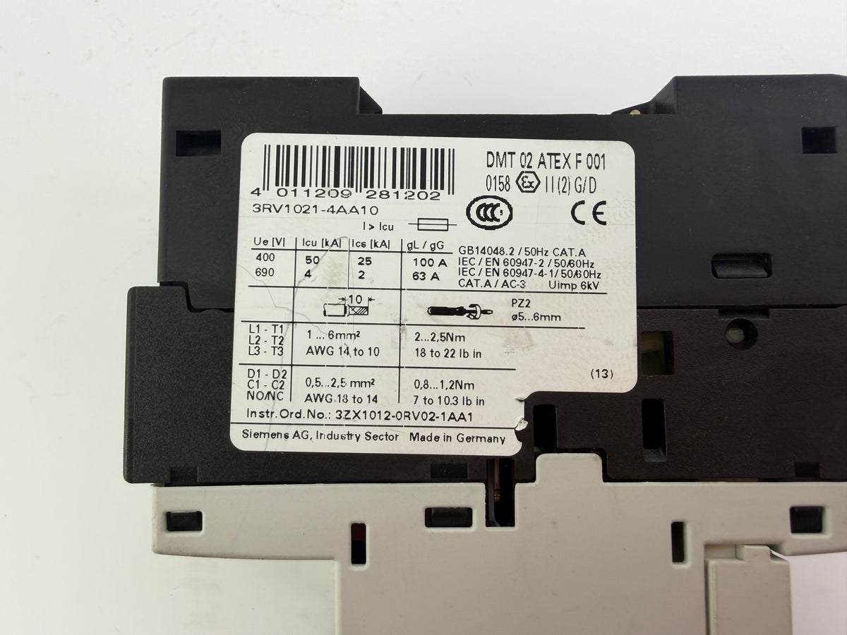 1x SIEMENS 3RV1021-4AA10 Circuit Breaker / Motor Starter Protector – SIRIUS