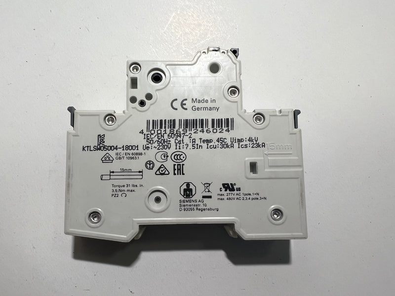 Siemens 5SY6104-7 MCB C4 Circuit Breaker