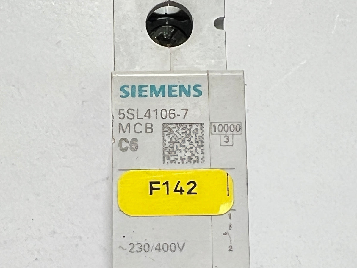 Siemens 5SL4106-7 Miniature Circuit Breaker MCB C6 230/400V 6kA
