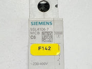 Siemens 5SL4106-7 Miniature Circuit Breaker MCB C6 230/400V 6kA