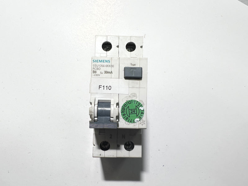 1x Siemens 5SU1356-6KK06 RCBO B6 30mA 230V 6kA Circuit Breaker