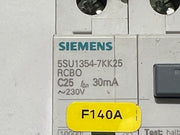 Siemens 5SU1354-7KK25 RCBO C25 30mA 230V 6kA Circuit Breaker