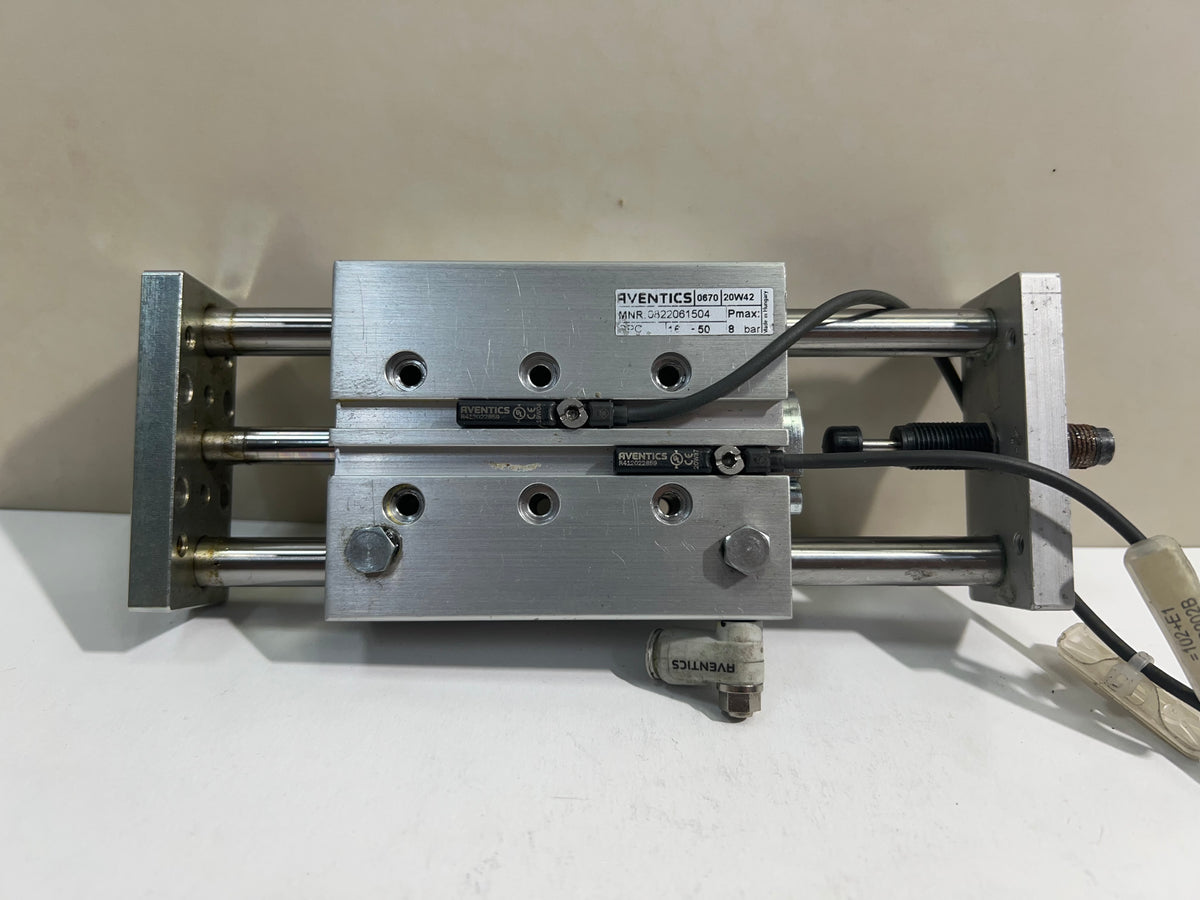 Aventics Guide Cylinder 0822061504 10Bar with 2 Sensors R412022859 & 1.7m Cable