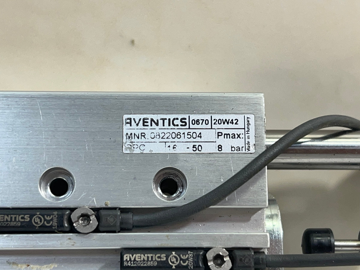 Aventics Guide Cylinder 0822061504 10Bar with 2 Sensors R412022859 & 1.7m Cable