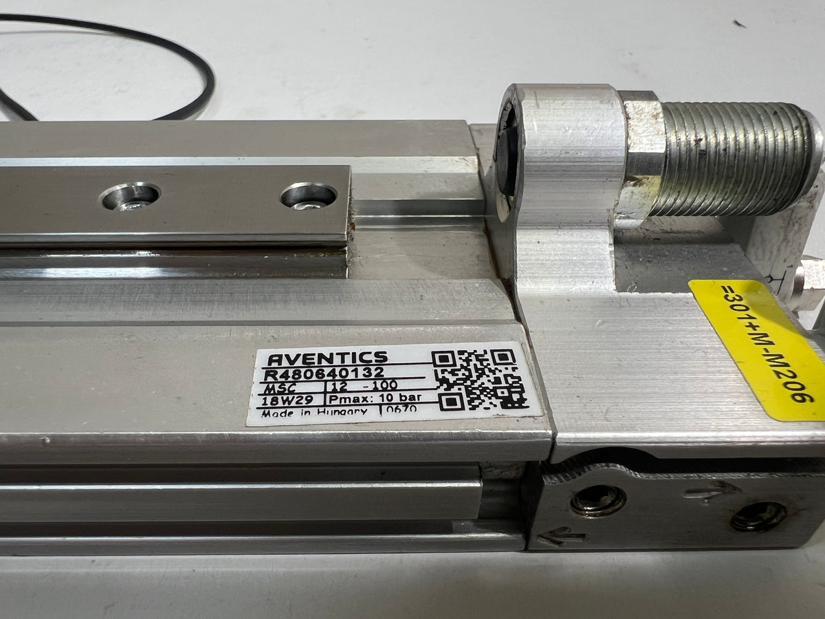 1x Aventics R480640132 Slide Cylinder 10Bar with 2 Sensors