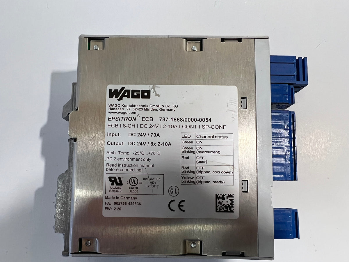 WAGO 787-1668/0000-0054 EPSITRON ECB 8-Channel Electronic Circuit Breaker