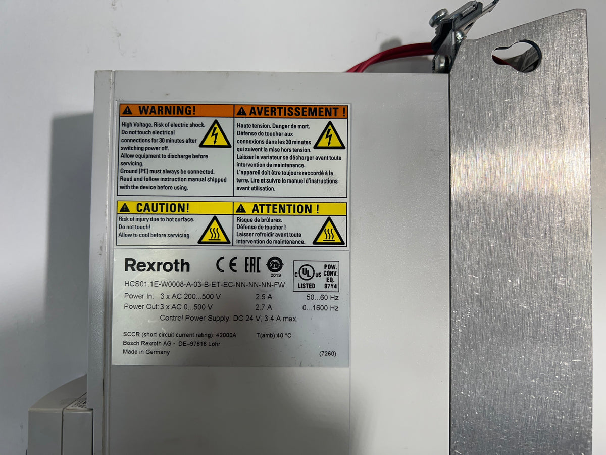 1x Rexroth HCS01.1E-W0008-A-03-B-ET-EC-NN-NN-NN-FW Drive Controller Tested
